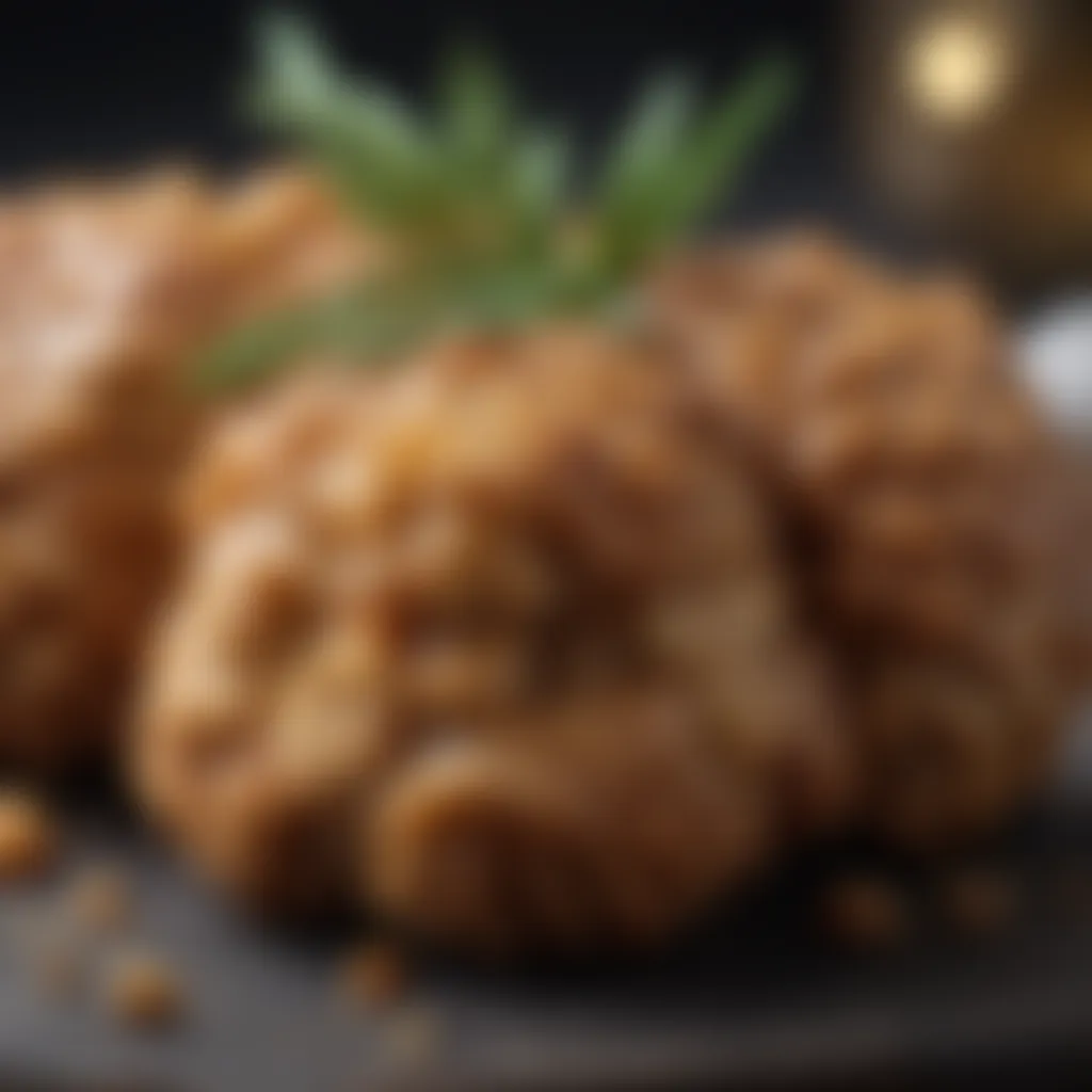 A close-up of cooked cow sweetbread showcasing its texture