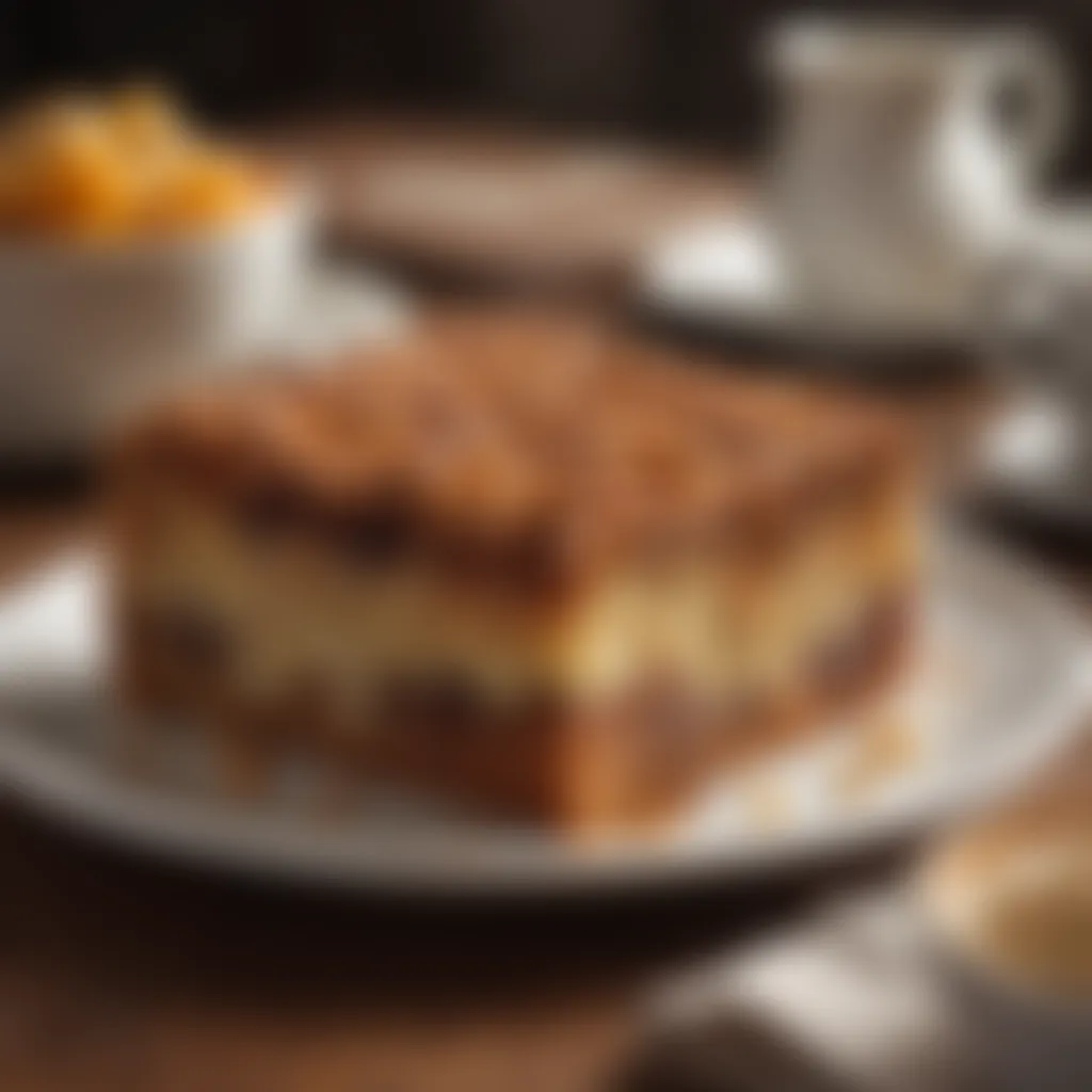 Harmony of flavors and textures in cafe coffee cake