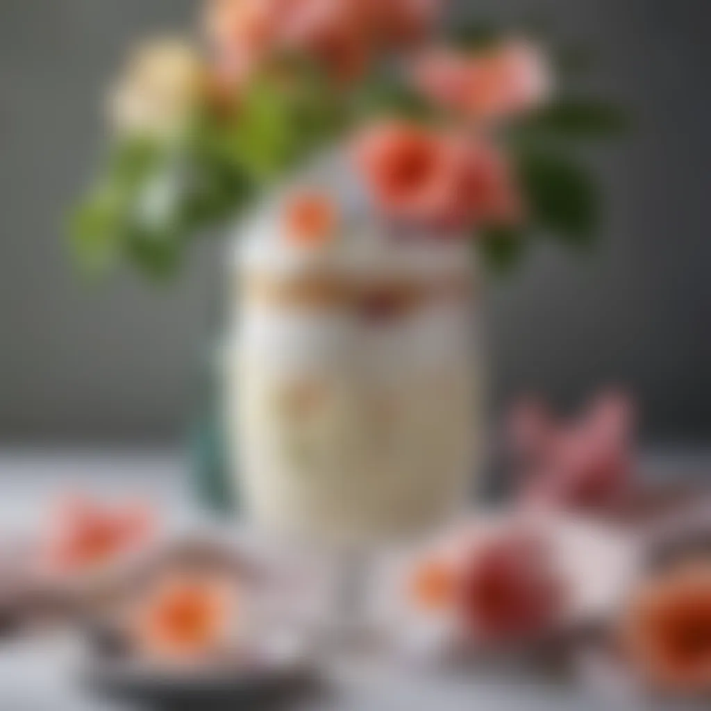 Exquisite Floral Syllabub Creation Delicate dessert garnished with edible flowers