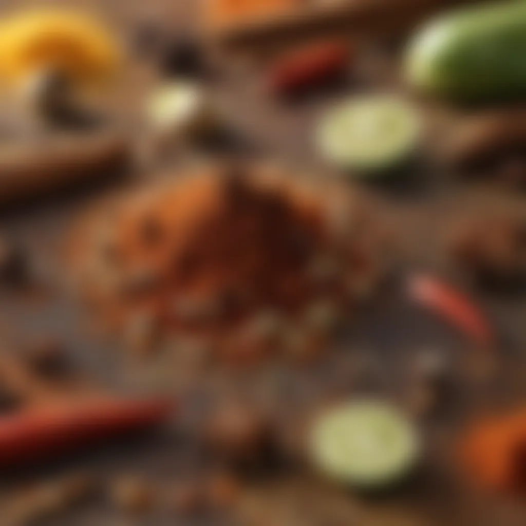 A vibrant array of spices used for taco seasoning