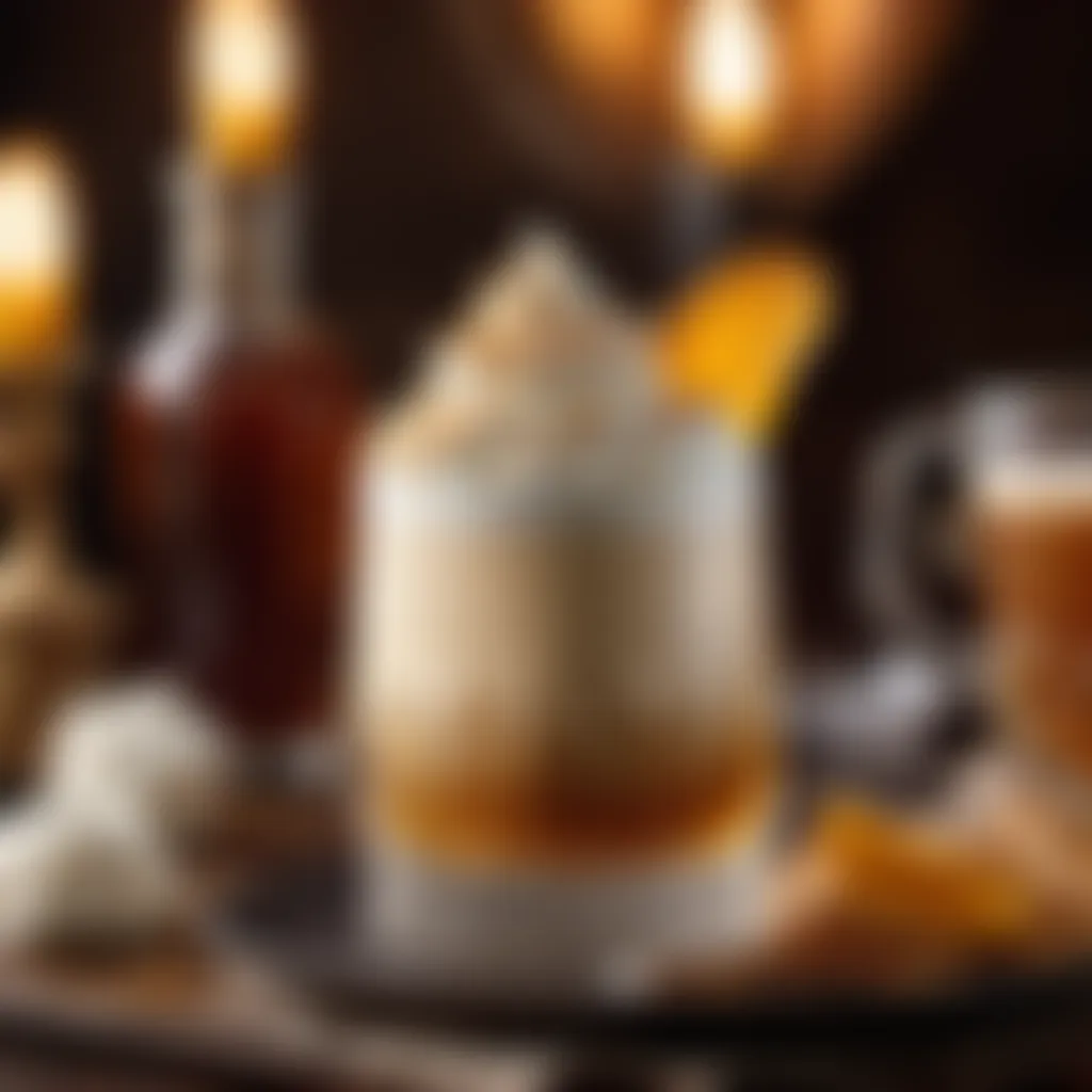 Opulent garnish of caramelized bourbon whipped cream atop butterbeer