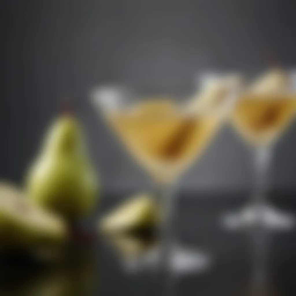 Elegant Pear Garnish in Martini Glass