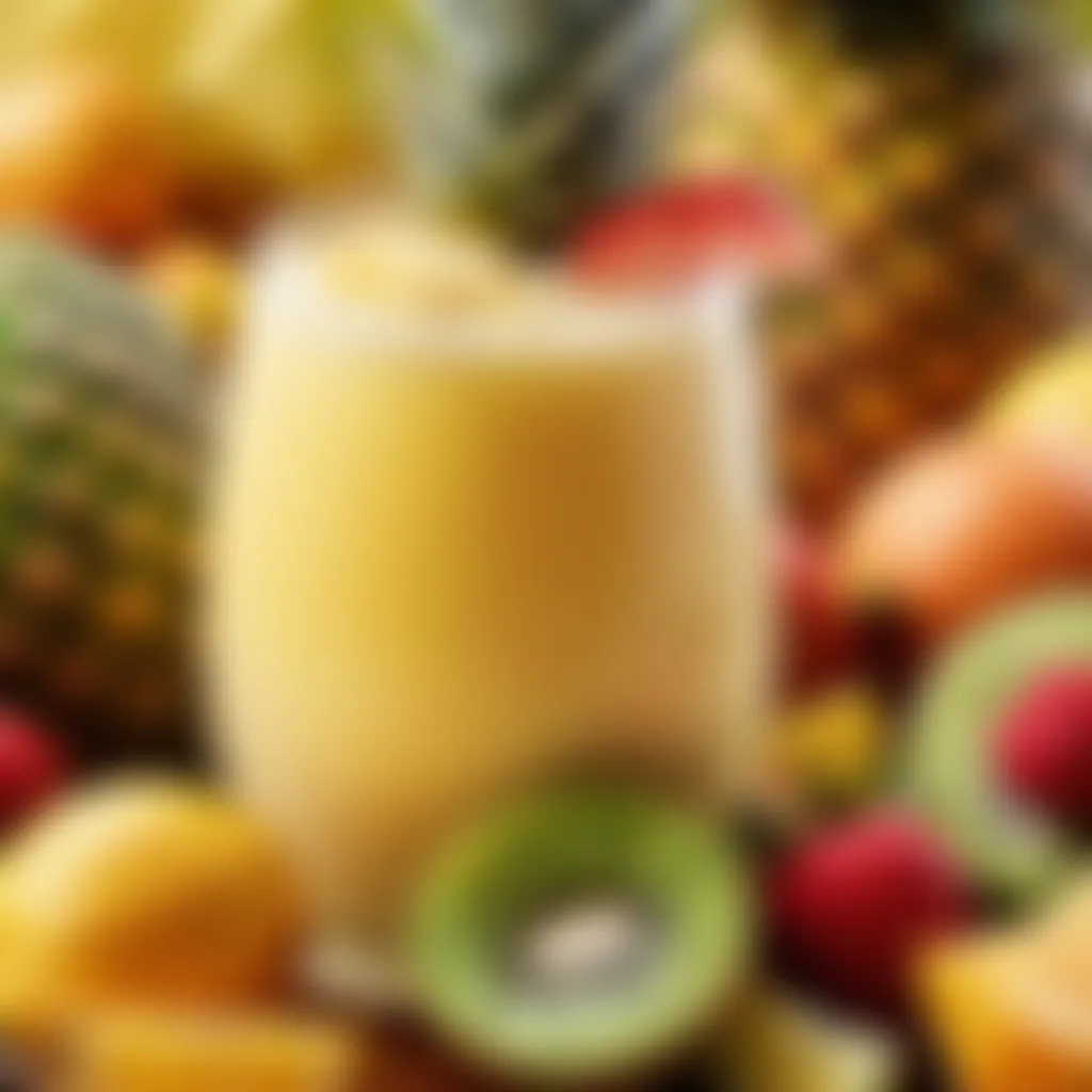 Tropical blend of fresh fruits for pina colada