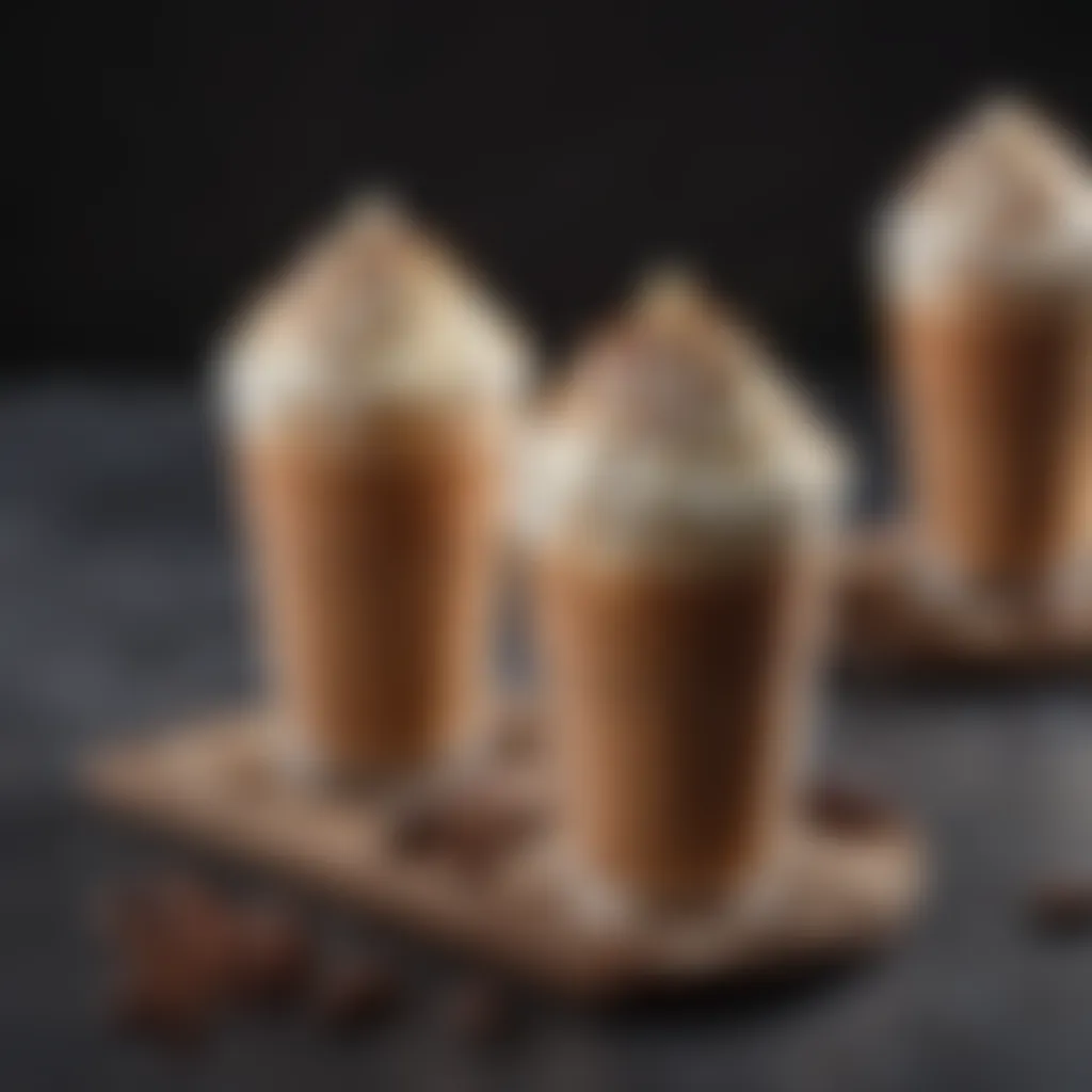 Creative variations of iced cafe mocha in different cups