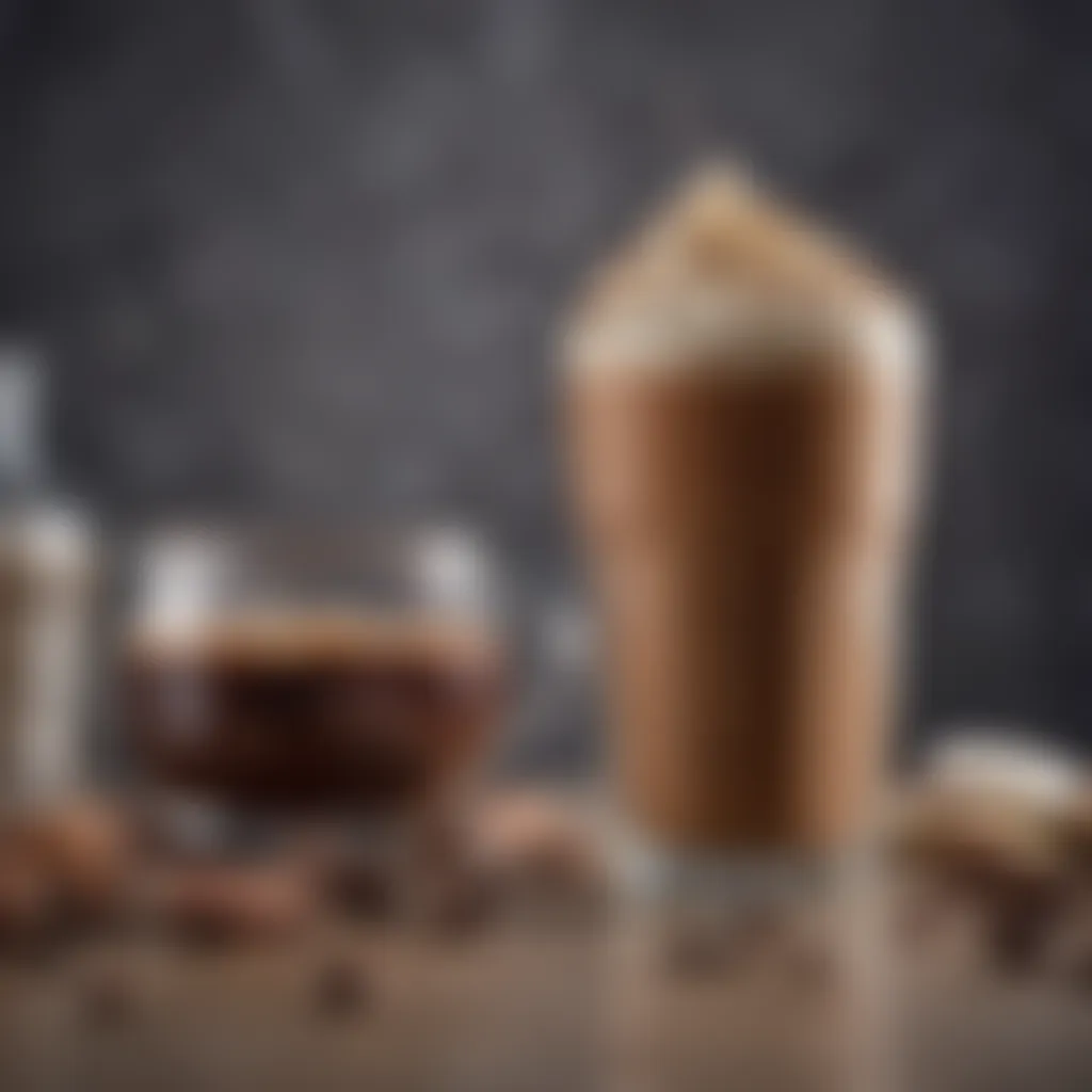 Selection of quality ingredients for iced cafe mocha