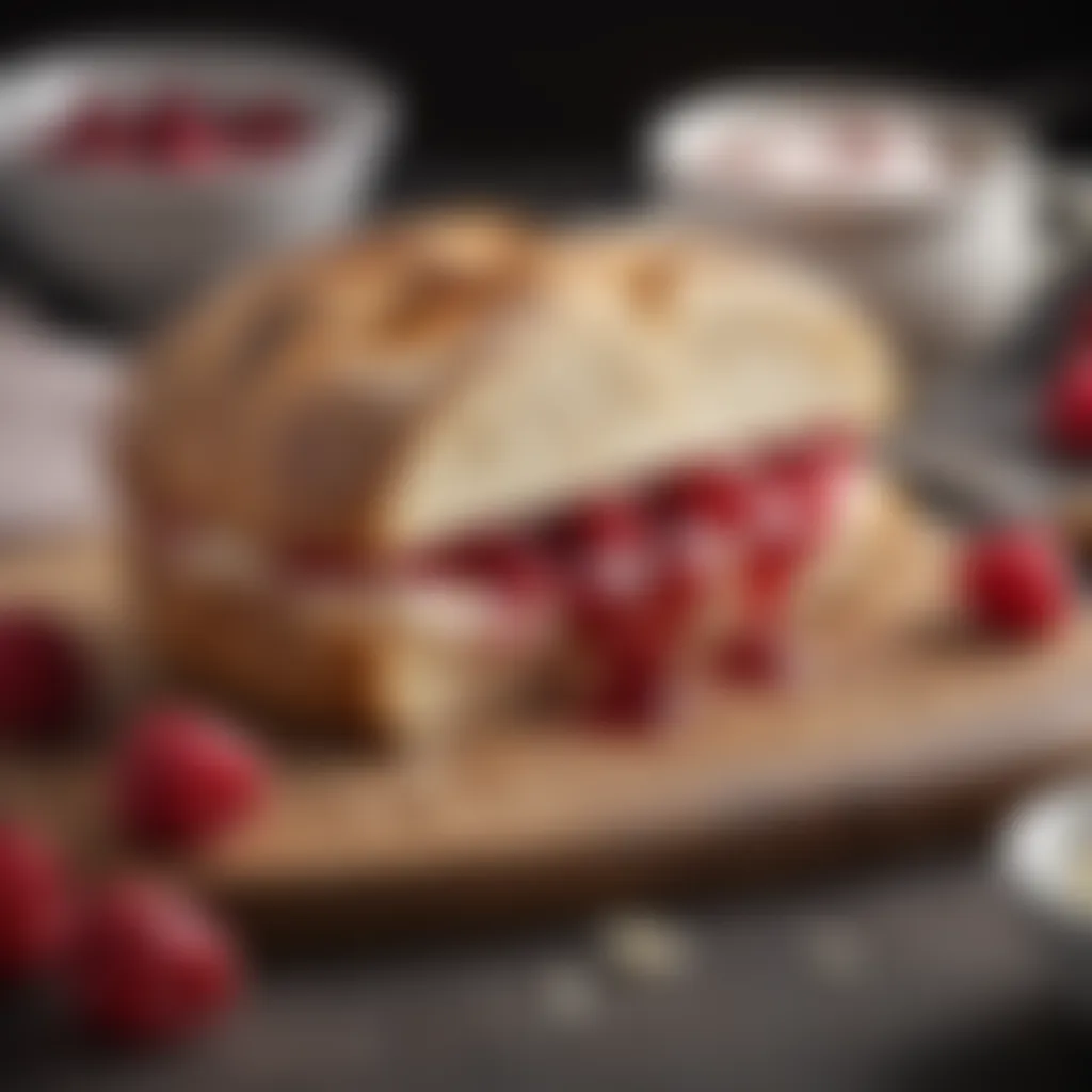 Artisan Bread Delight Cream cheese and raspberry jelly on artisan bread