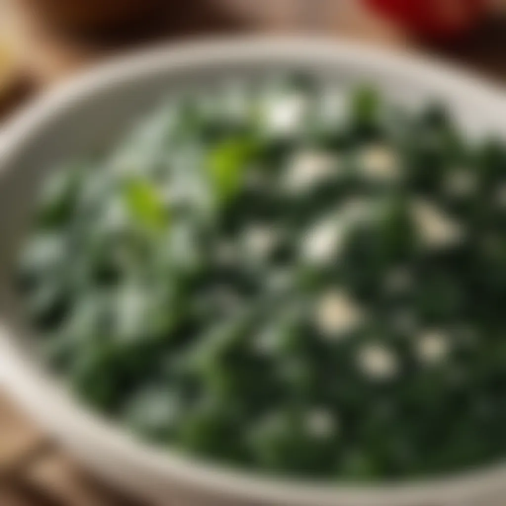 Garnished creamed spinach