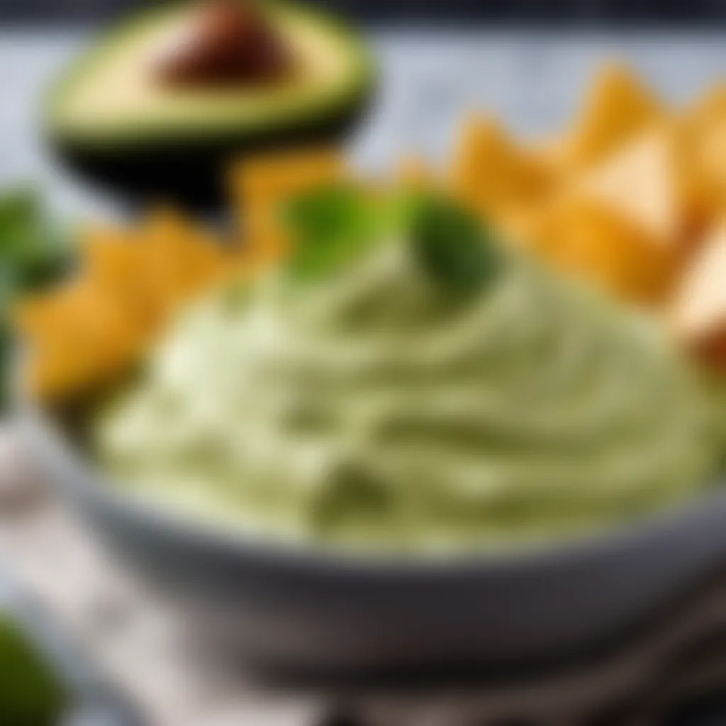 Creamy avocado dip in a bowl