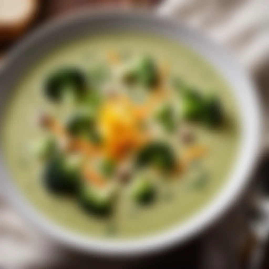 Creamy broccoli soup in a bowl