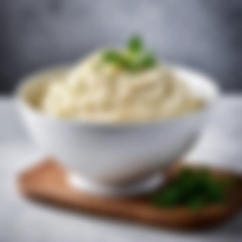 Creamy celeriac mash served in a white bowl