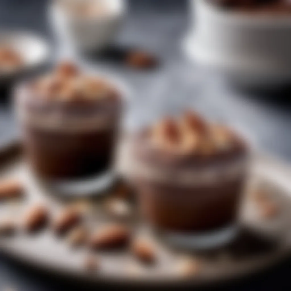 Creamy Chocolate Pudding Cups topped with Shaved Almonds