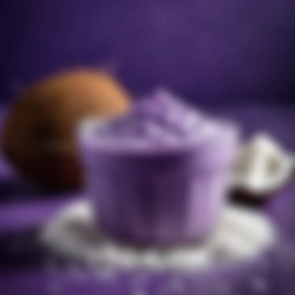 Creamy coconut milk, a key ingredient in ube halaya