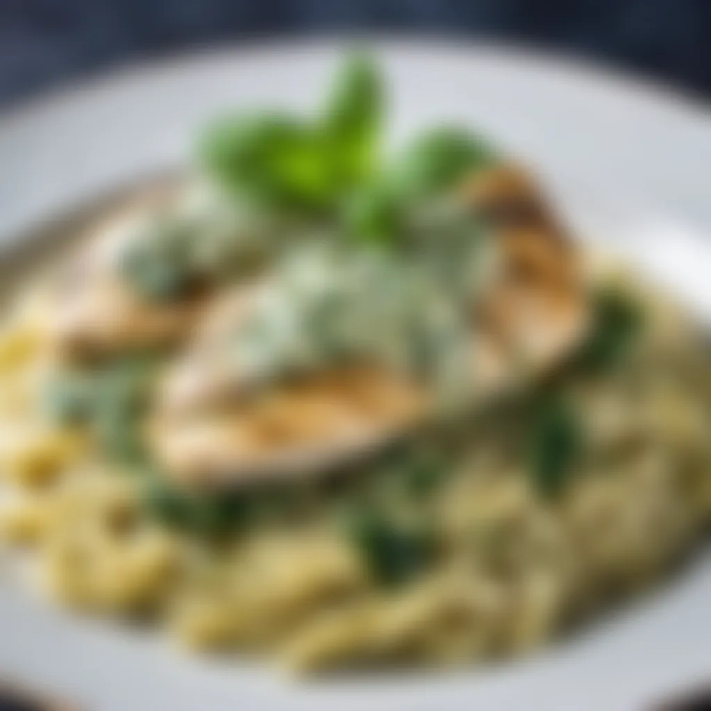 Creamy Pesto Chicken Florentine Over Lemon Basil Orzo