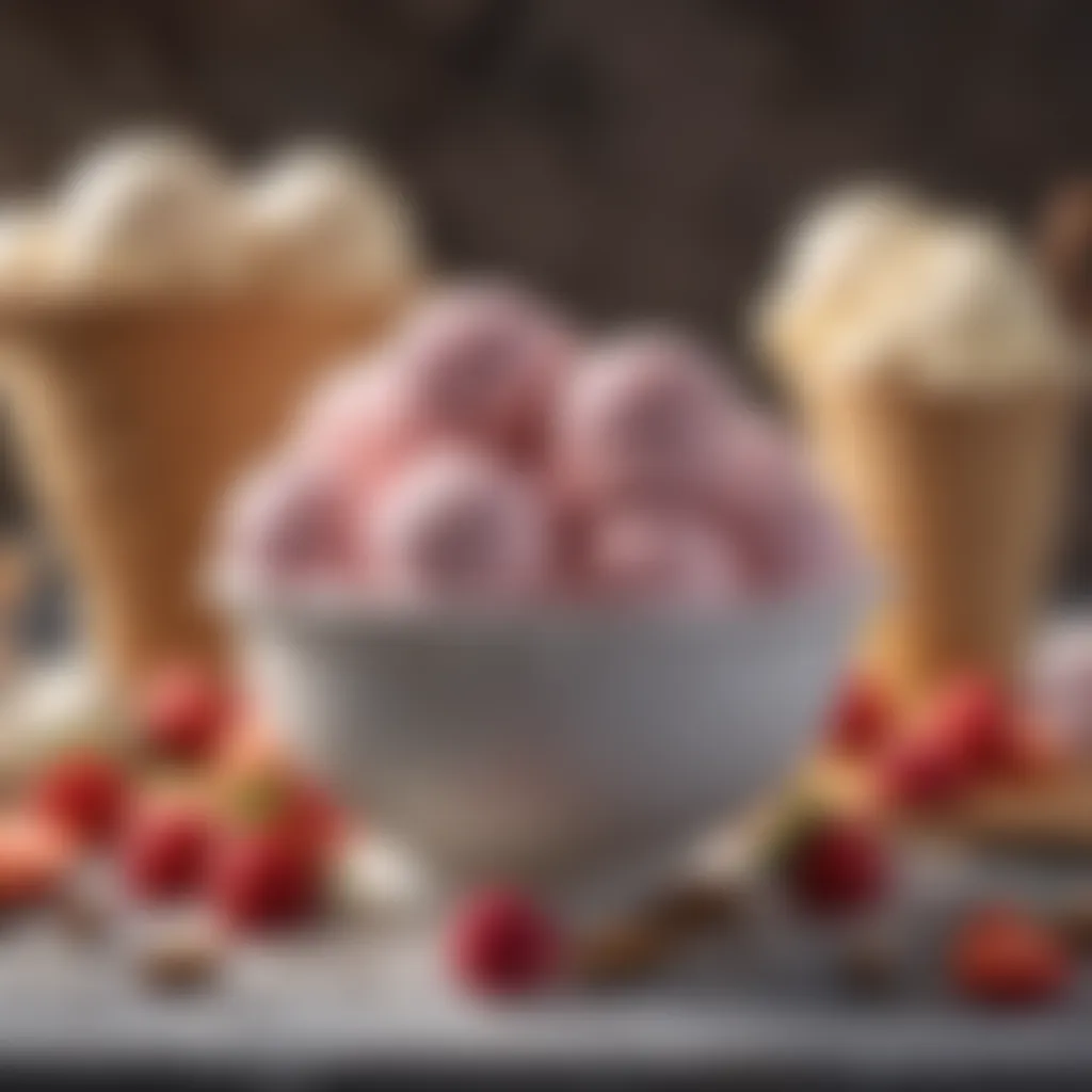 Selection of fresh ingredients for ice cream