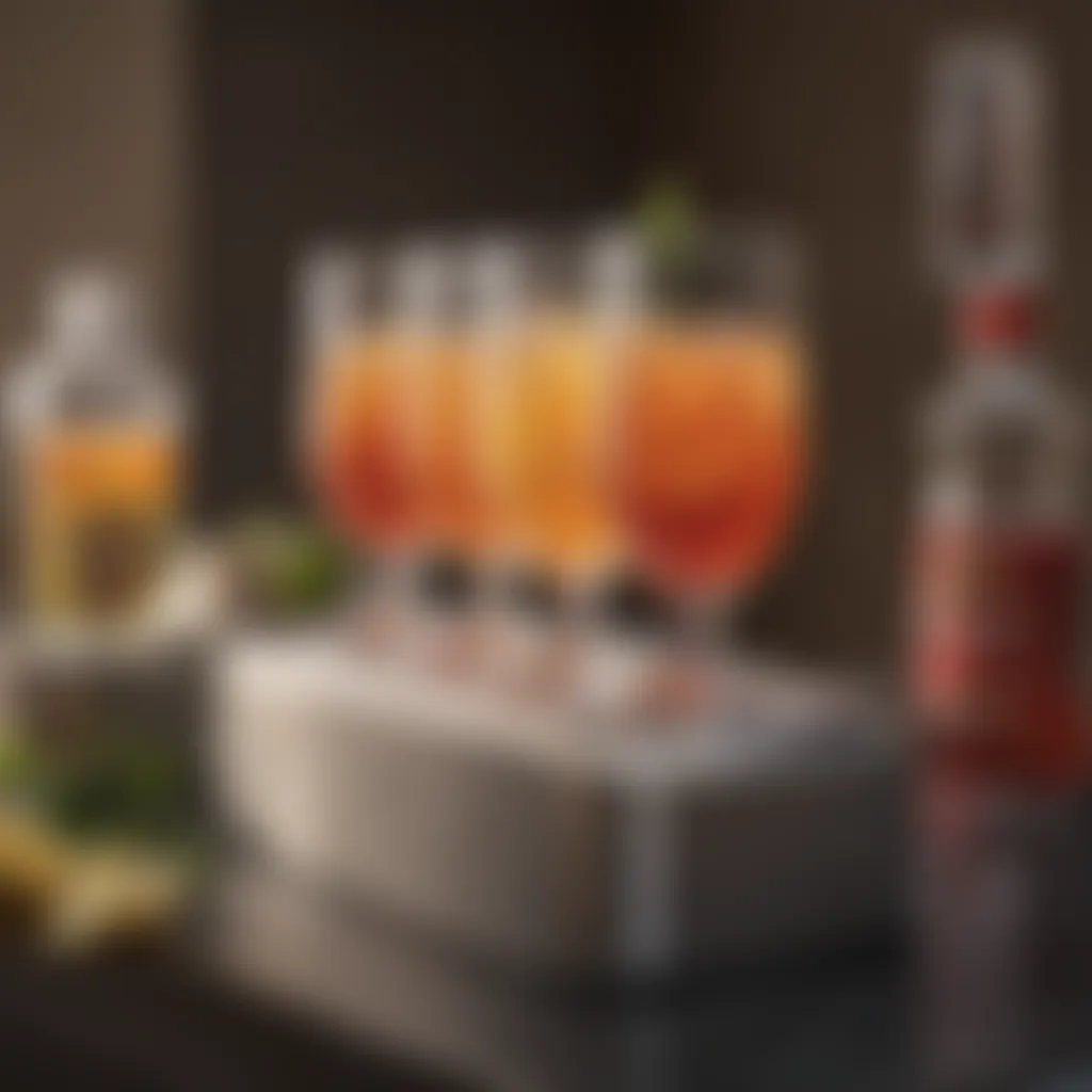 An elegant beverage station featuring refreshing drinks in stylish glasses