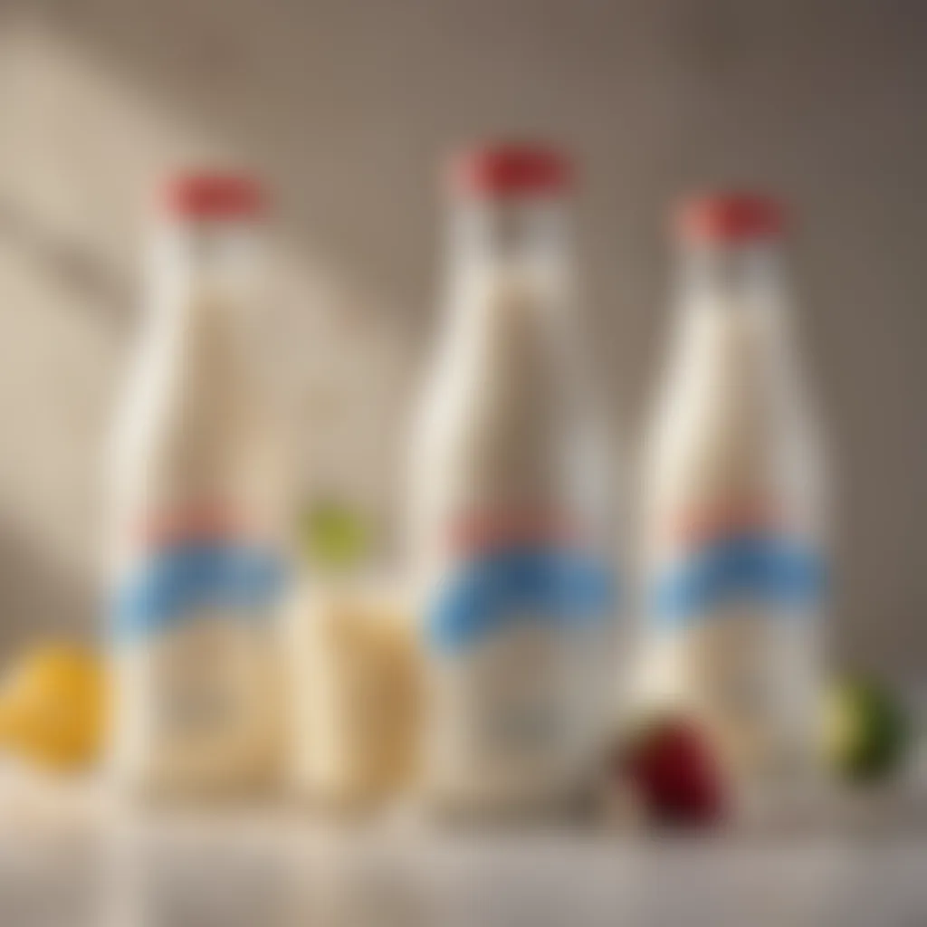 Bottles of flavored milk for a refreshing drink