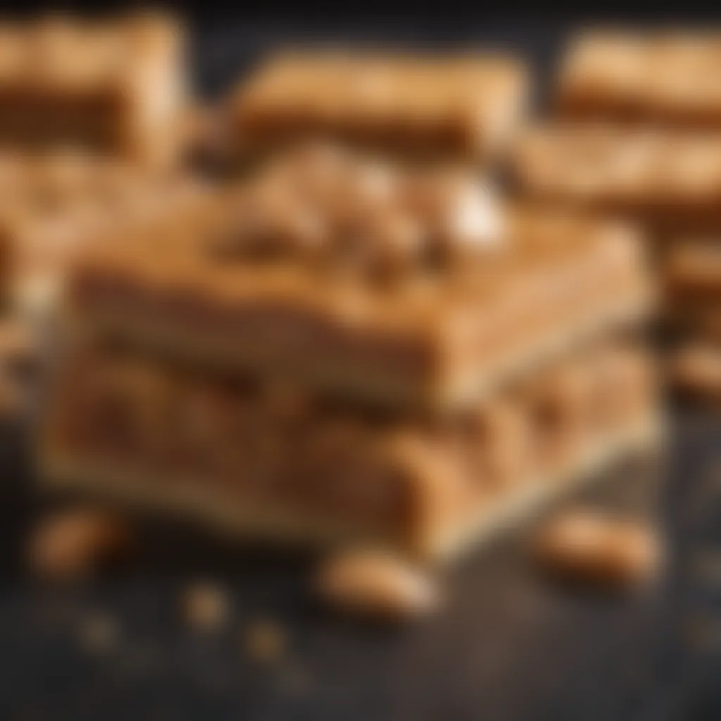 Crunchy peanut and caramel mixture for Oh Henry bars