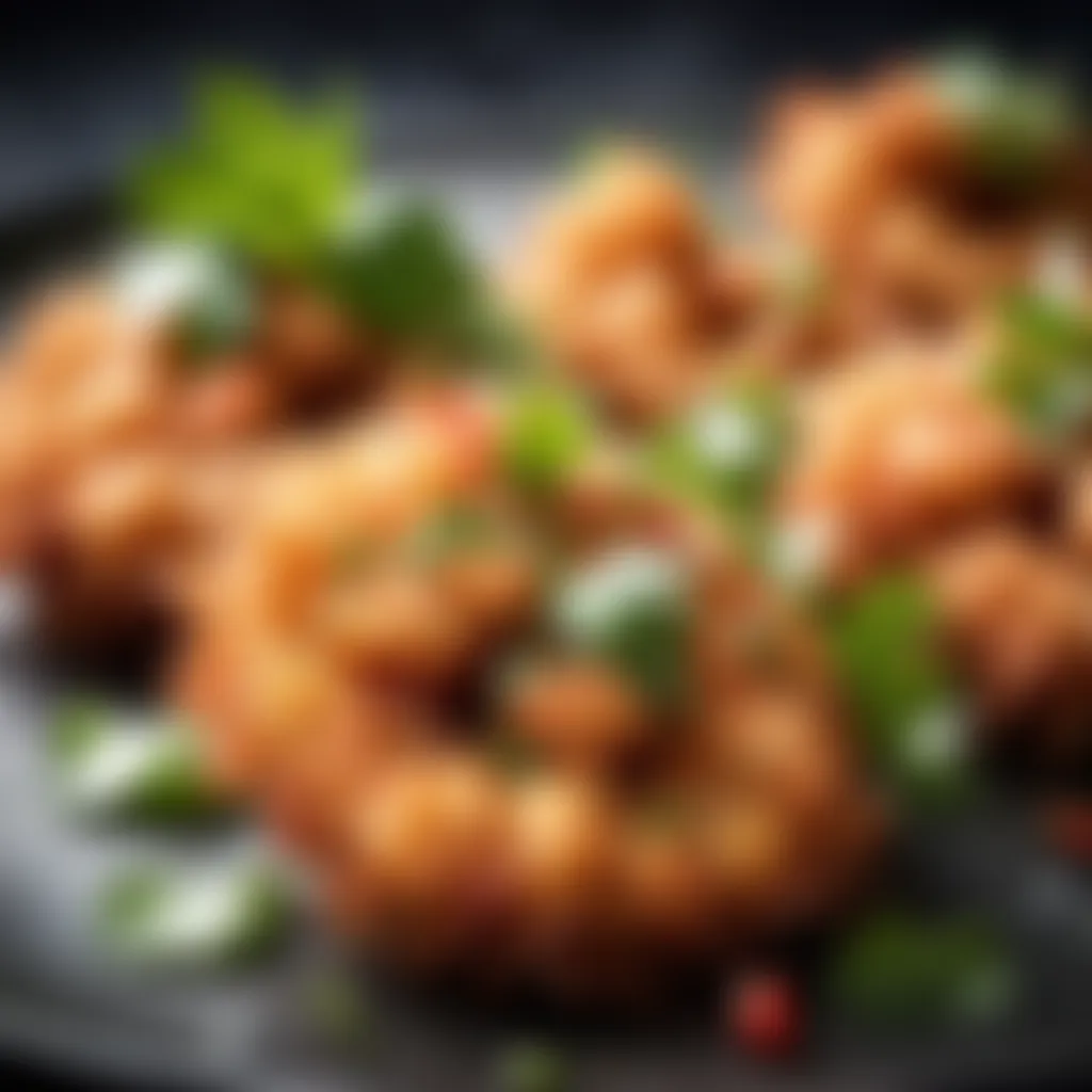 Crispy Thai prawn fritters with a hint of chili and coriander