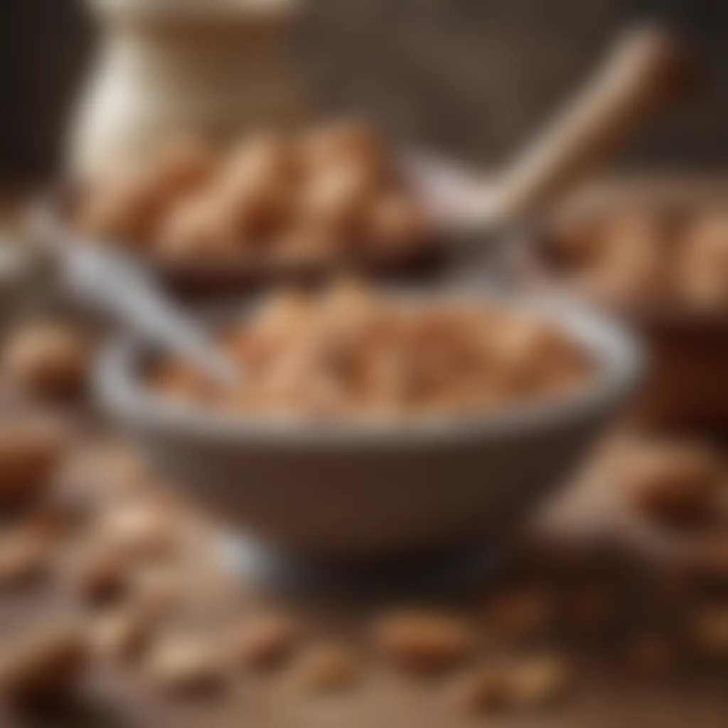 Delicately crumbling almonds in a mortar and pestle