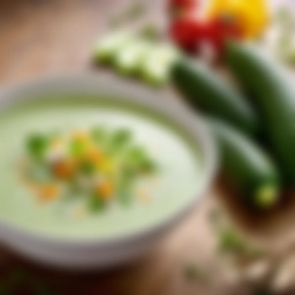 Garnished cucumber soup