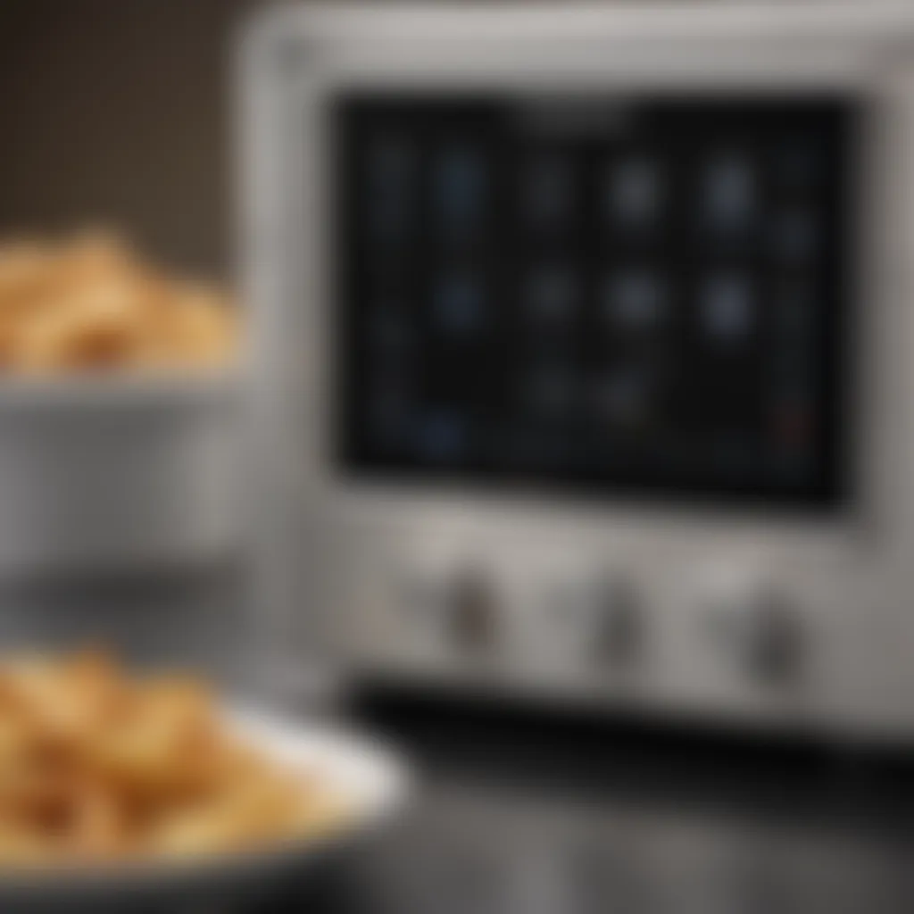 Close-up of Cuisinart Air Fryer control panel displaying various cooking settings