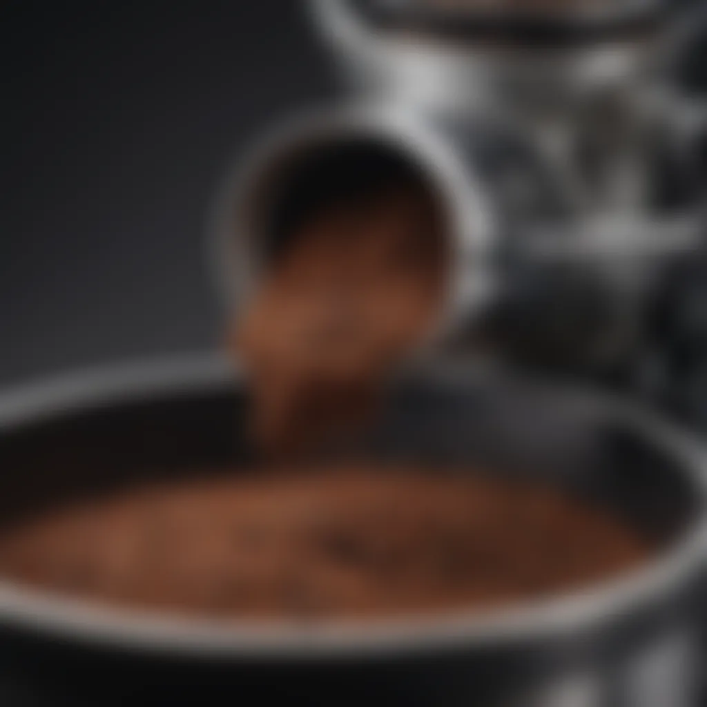 Close-up of coffee grounds being processed in the Cuisinart Grind and Brew