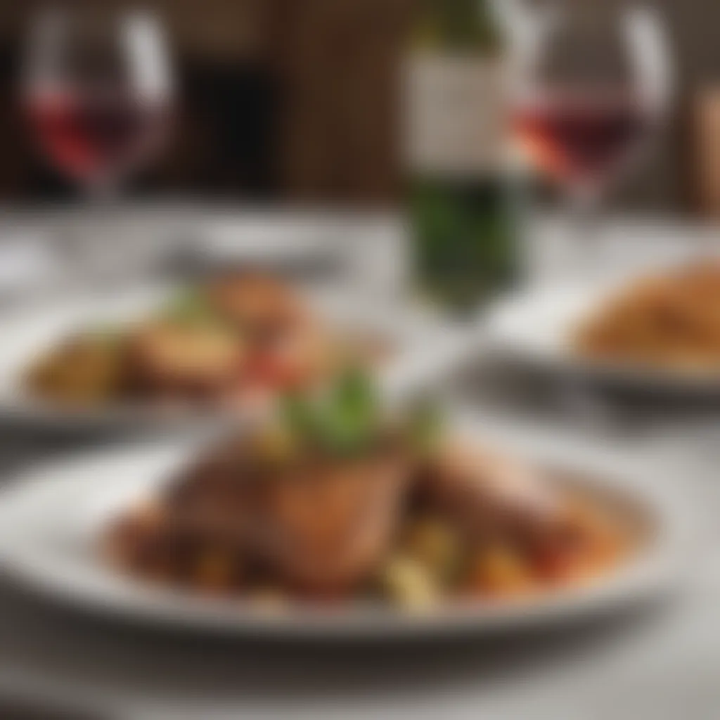 Romantic Dinner for Two A romantic dinner featuring two plates of gourmet dishes.