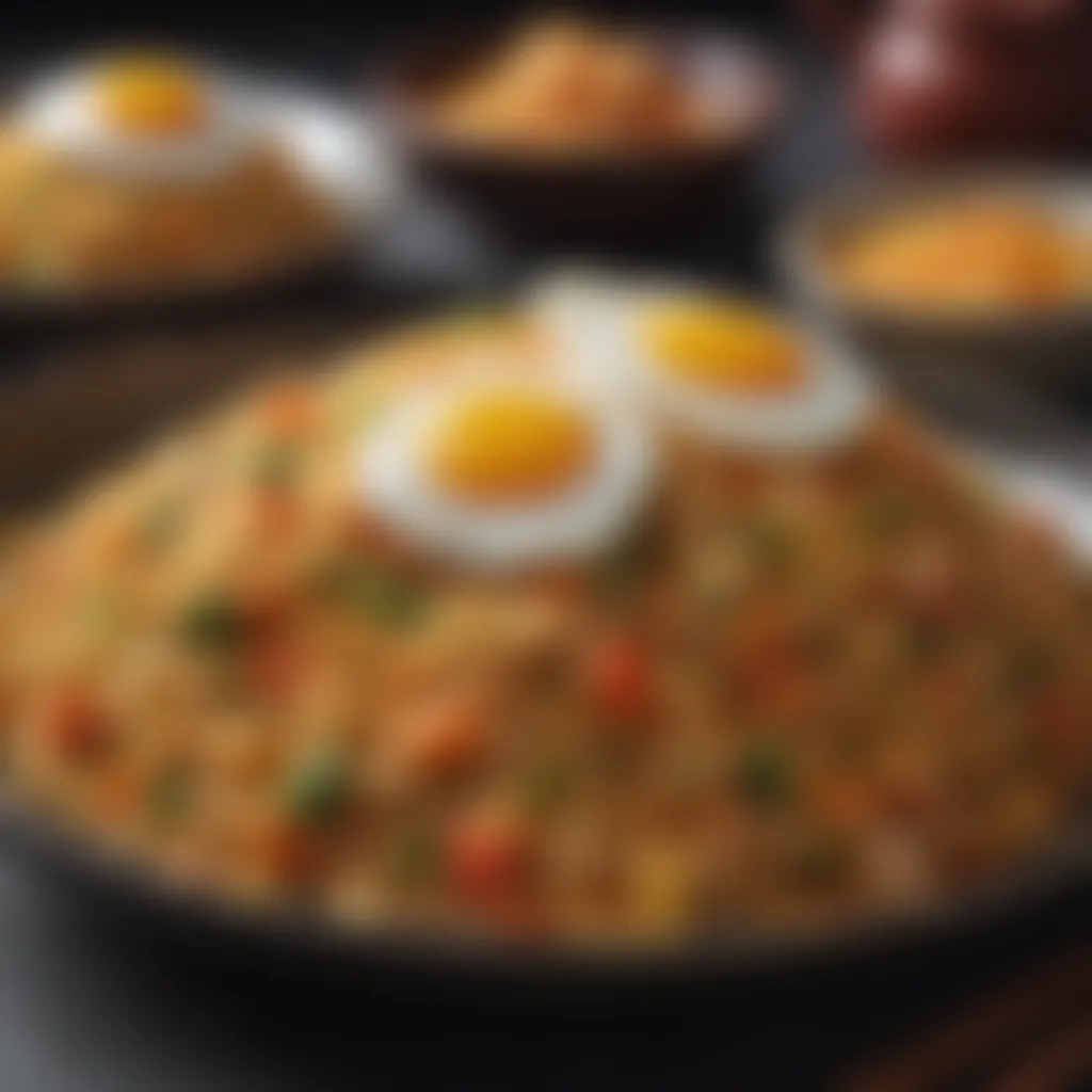 Artistic presentation of fried rice with eggs