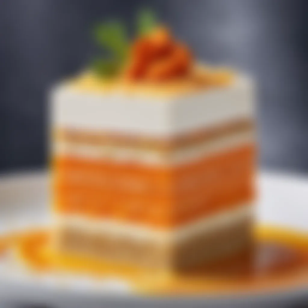 Intricate layers of carrot-coconut parfait showcasing culinary ingenuity