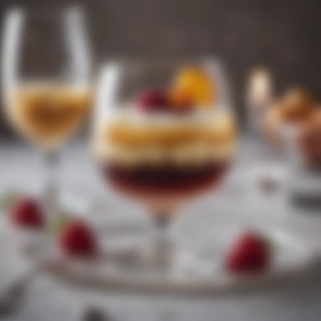 Exquisite crystal glass holding a luscious sherry-infused dessert