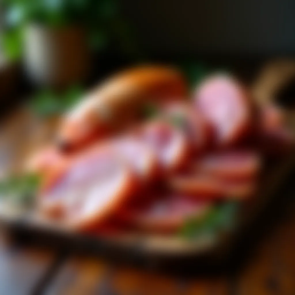 An array of various Spanish hams displayed on a rustic wooden board.