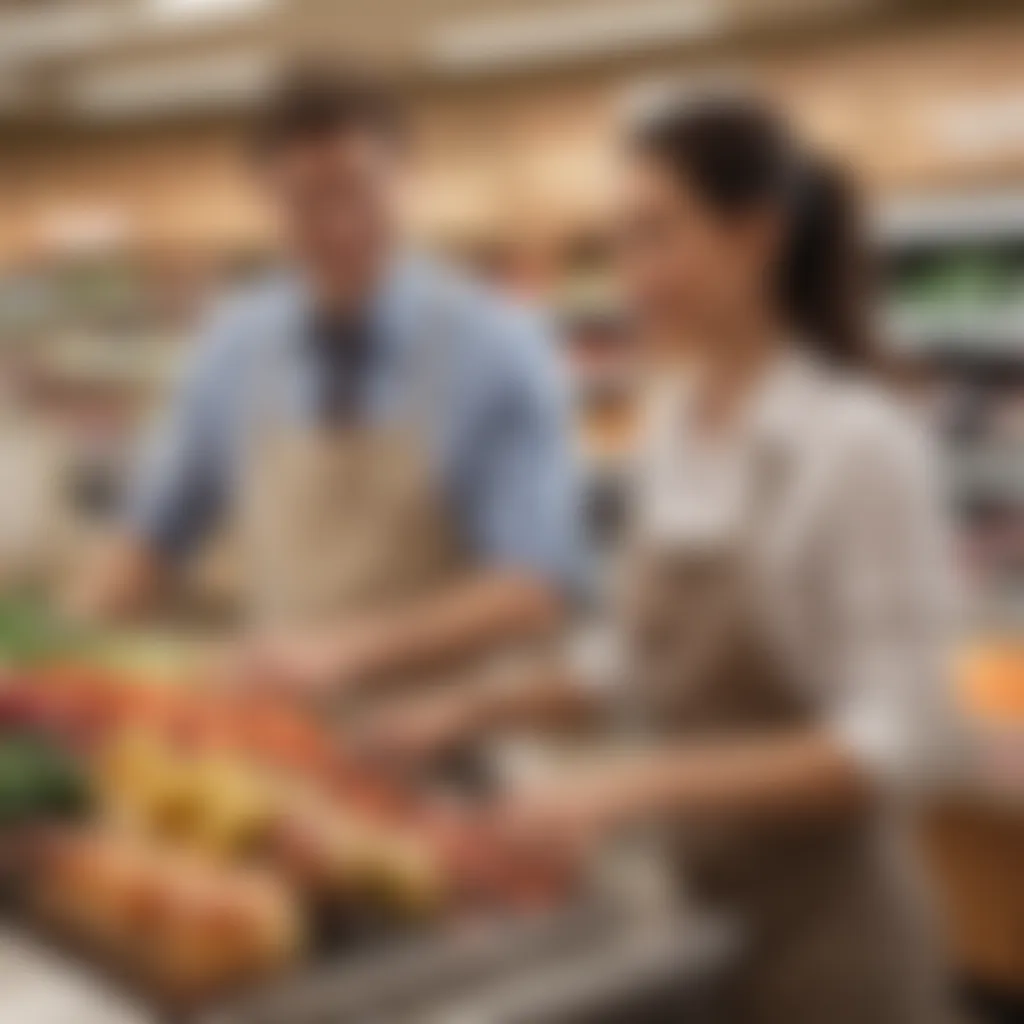 Customer service representative assisting a shopper with a return