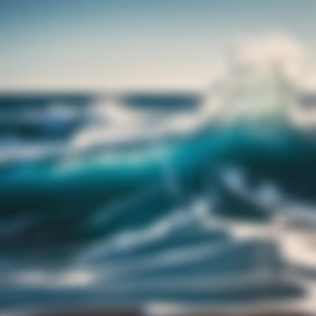 Cyanotype Print of Waves Crashing on Shore