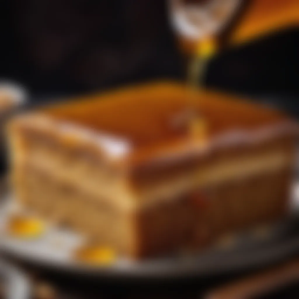 Slicing a piece of honey cake