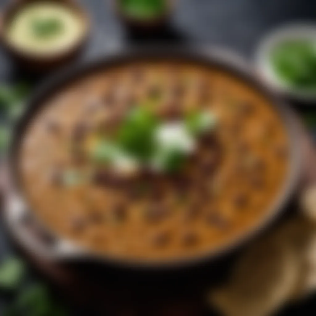 Garnishing Dal Makhani with fresh coriander