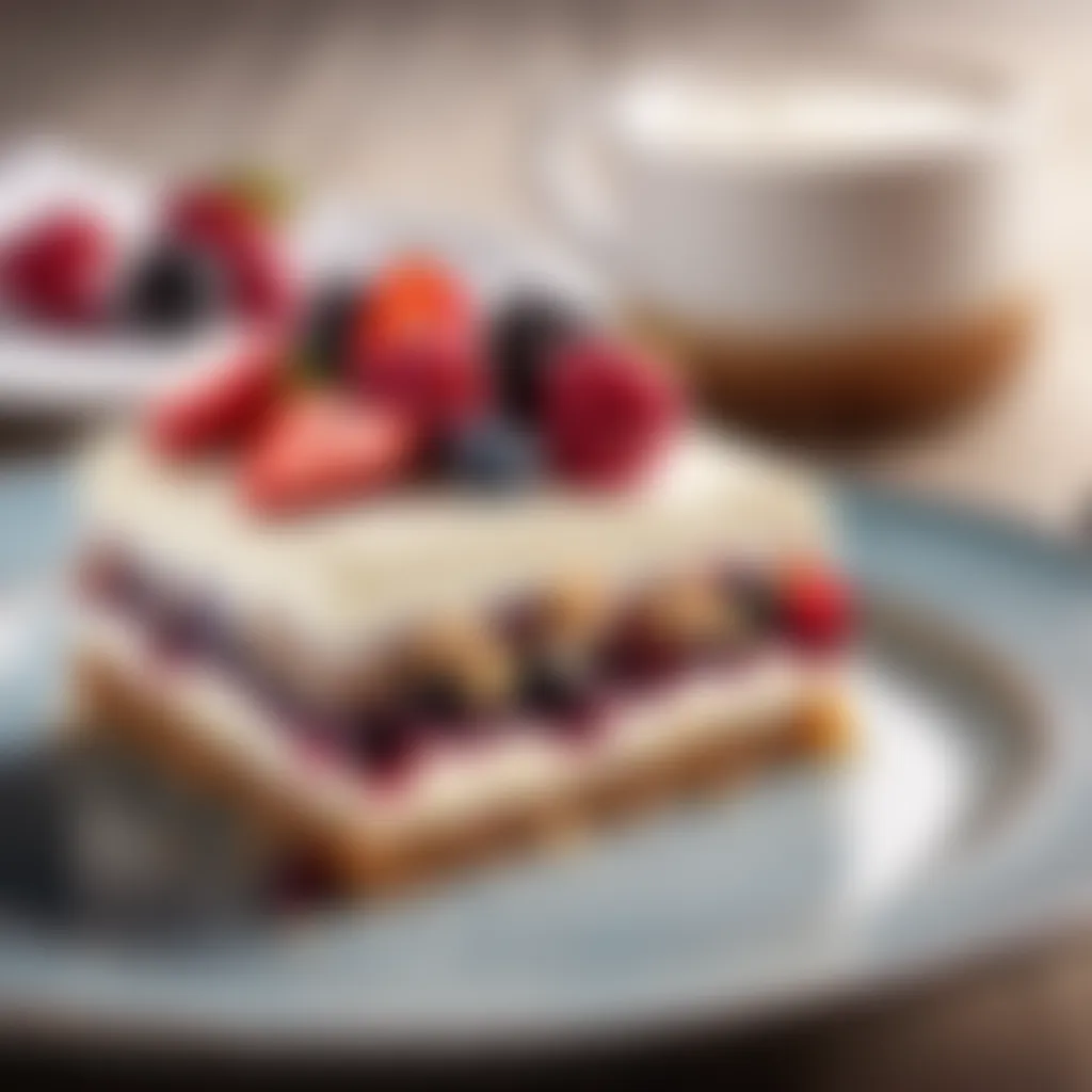 Date Slice with Cream and Fresh Berries