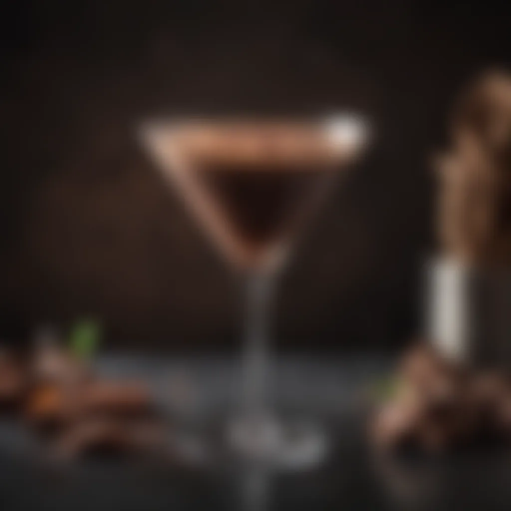 Rich, creamy texture of a chocolate martini in a stylish glass