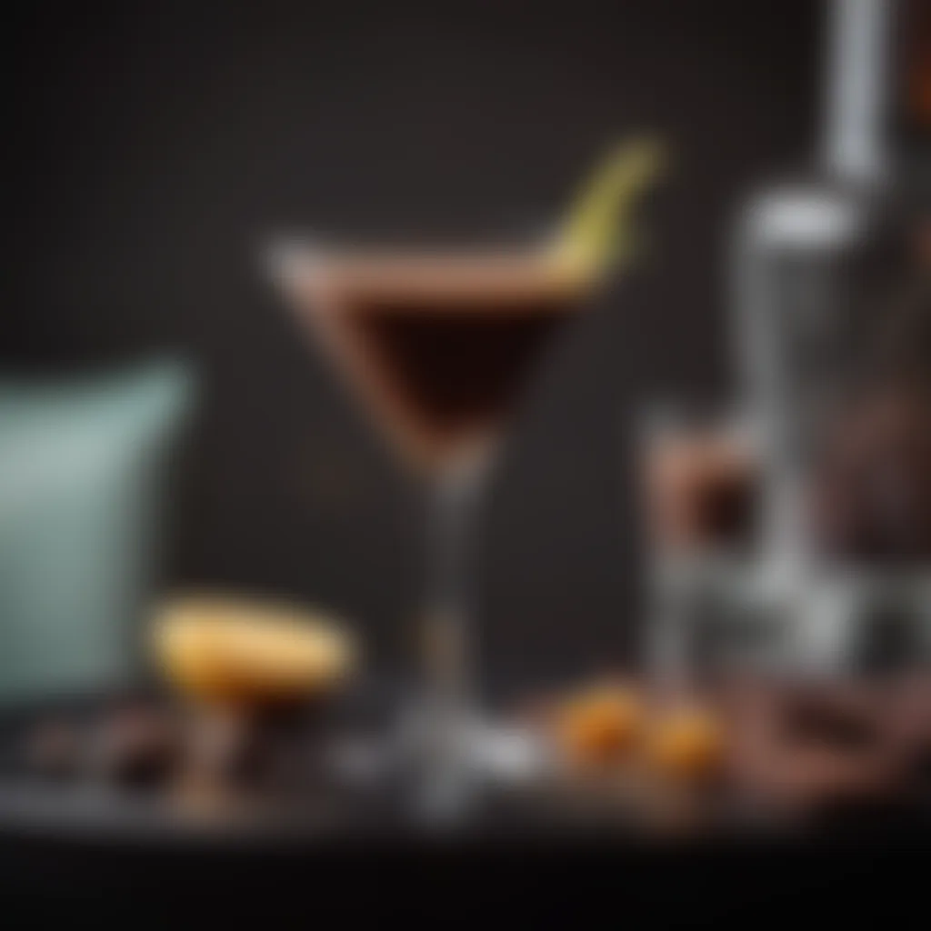 Inviting Cocktail Setup An inviting chocolate martini setup with gourmet chocolate treats
