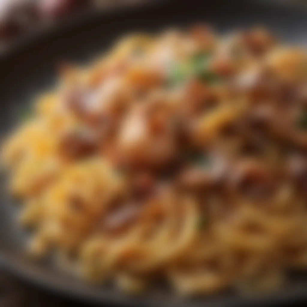 A mesmerizing blend of caramelized shallots and al dente pasta