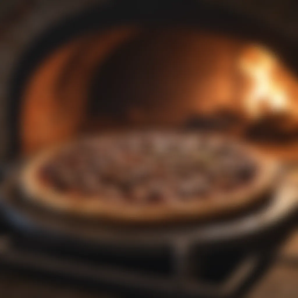 Decadent Chocolate Pizza baking in a wood-fired oven