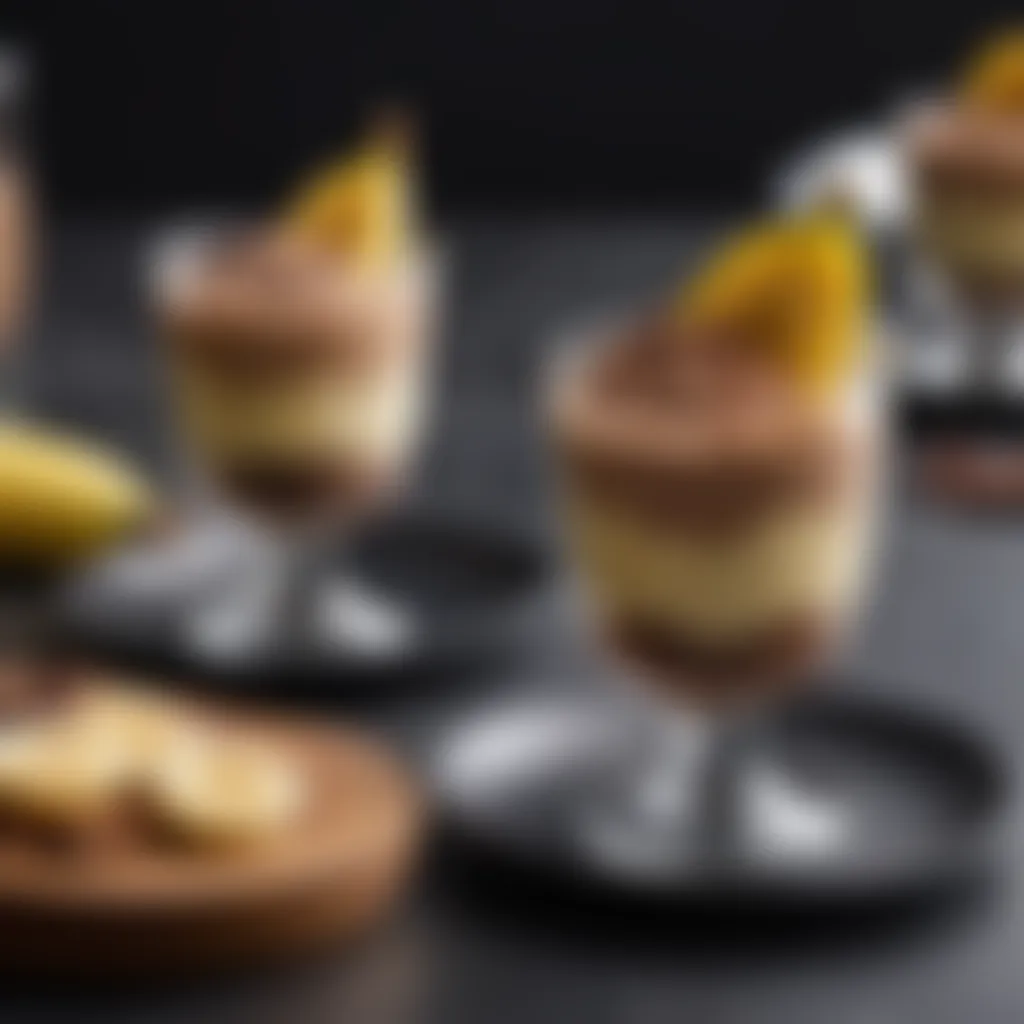 Banana chocolate mousse in elegant glass dessert cups