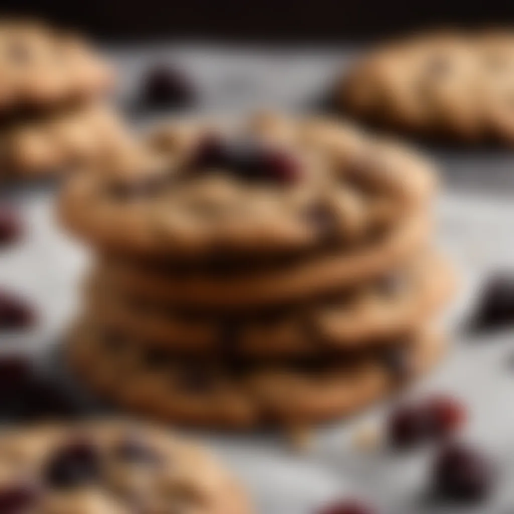 Close-up of a decadent oatmeal raisin cookie showcasing texture and raisin abundance