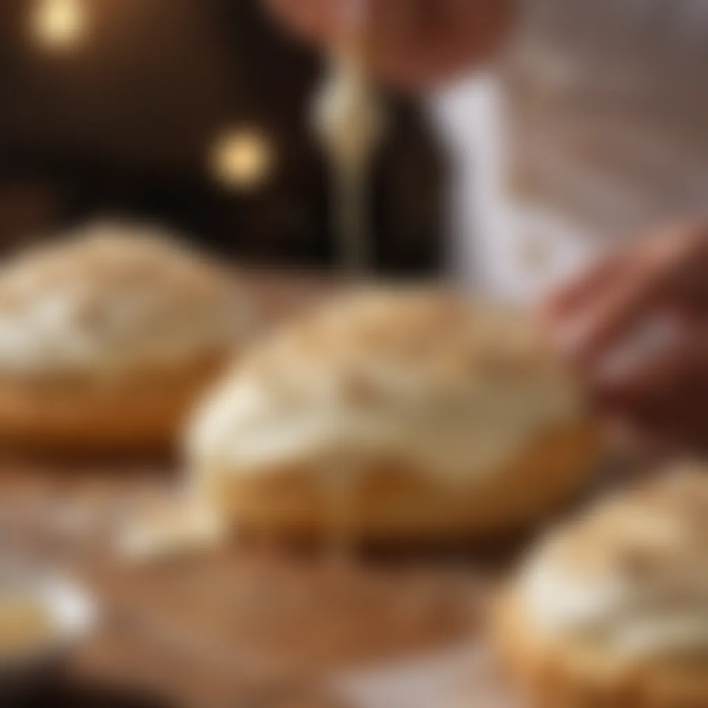 Cream filling being piped onto pastry