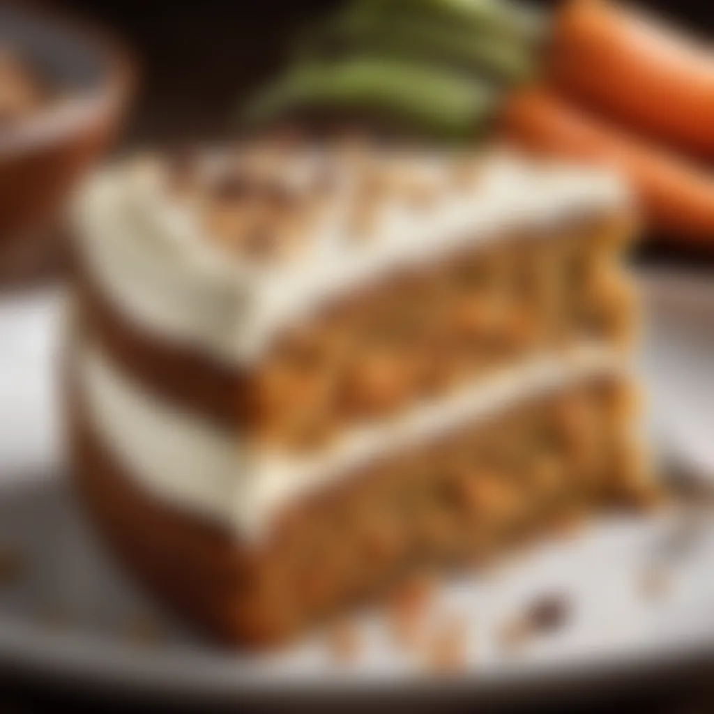 Decorative carrot cake slice