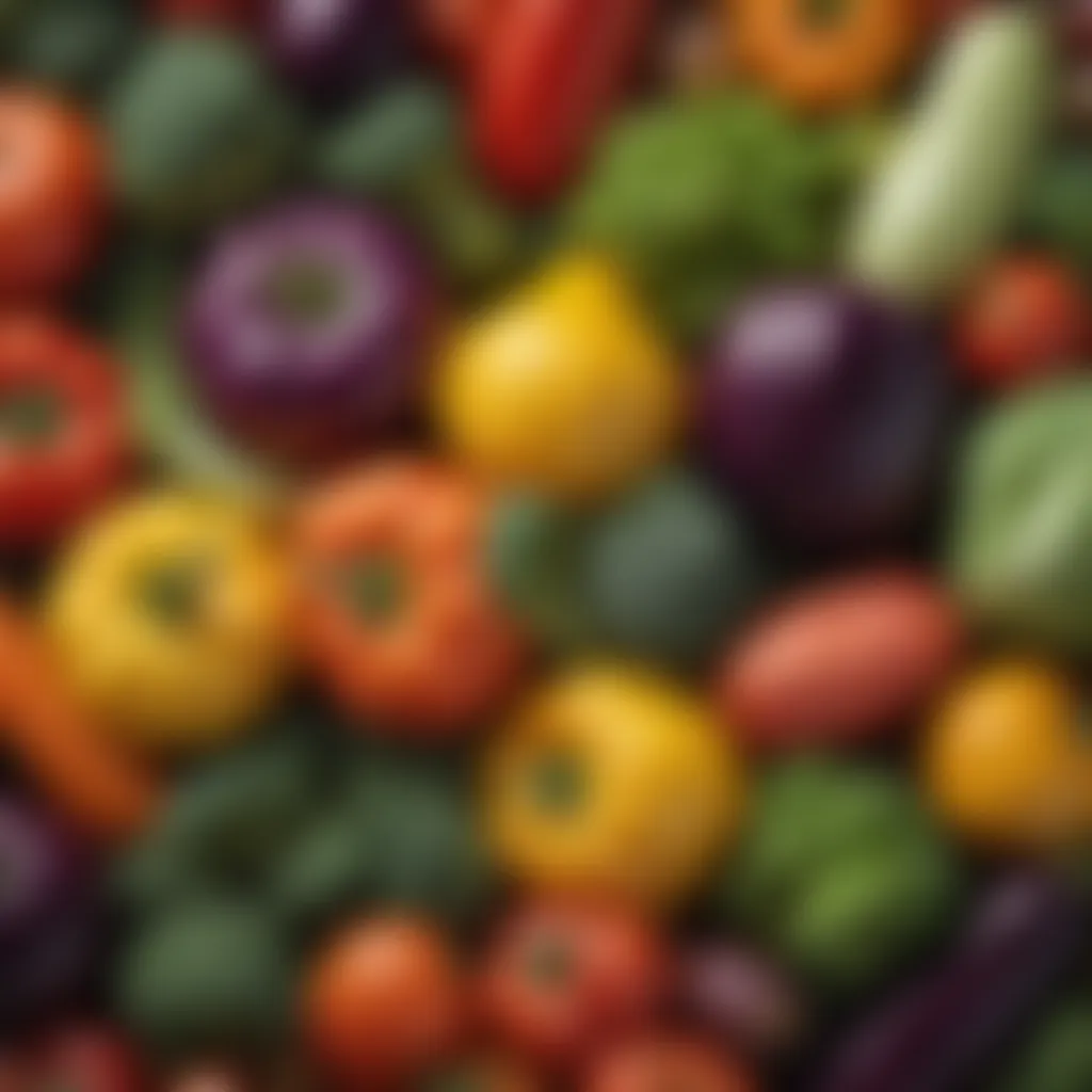 A close-up view of unique heirloom vegetables showcasing their colors and shapes.