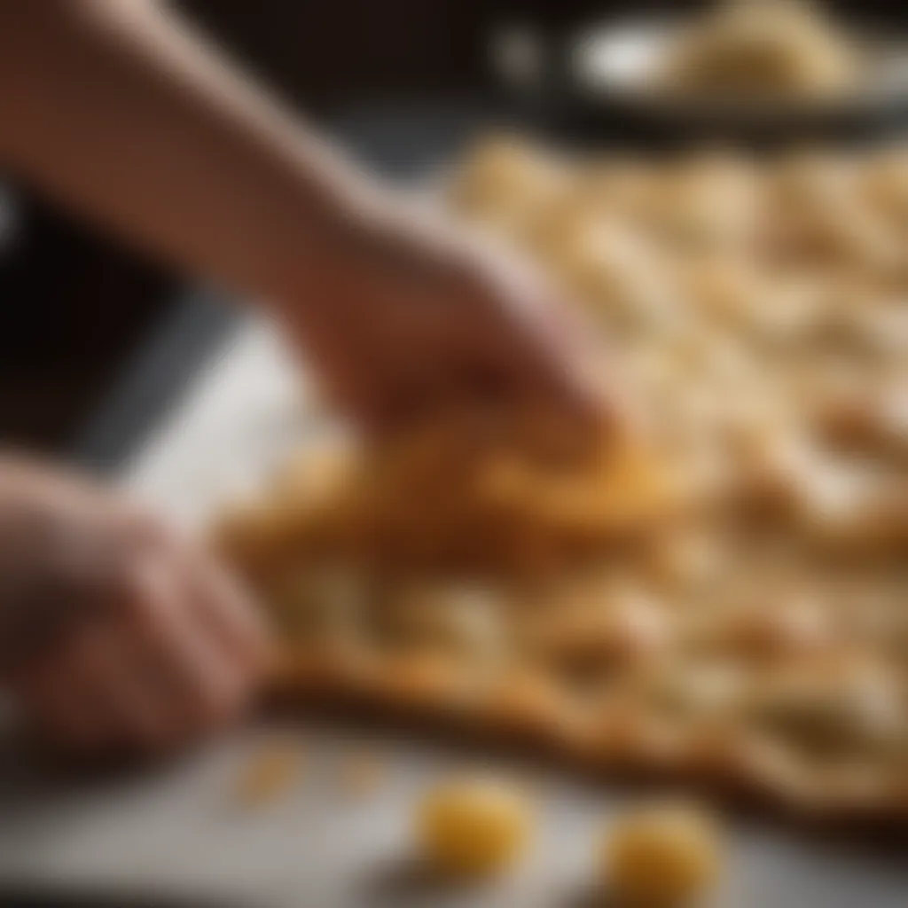 Delicate phyllo pastry being folded