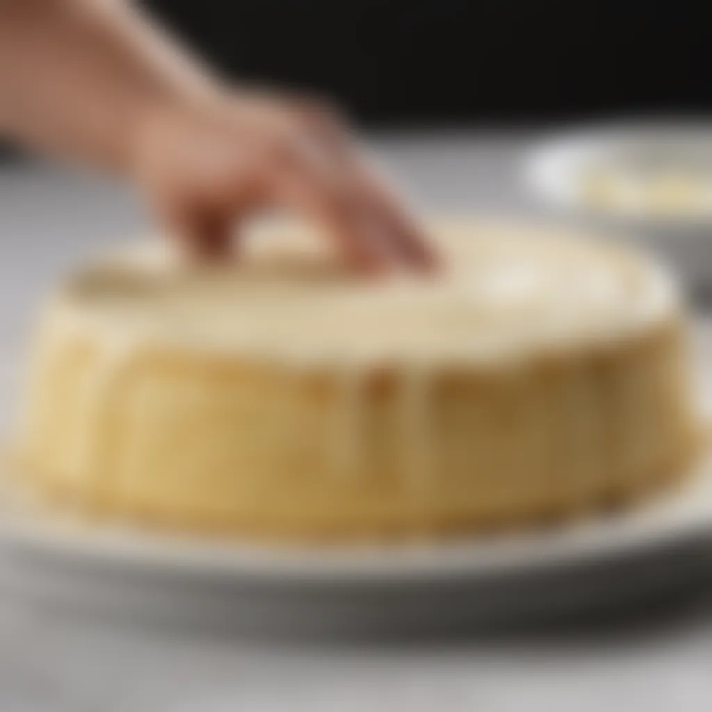 Delicate sponge cake batter being folded with precision