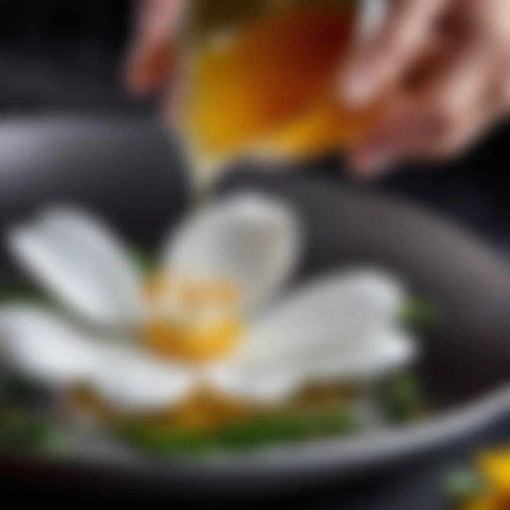 White flower essence being delicately infused into a culinary creation