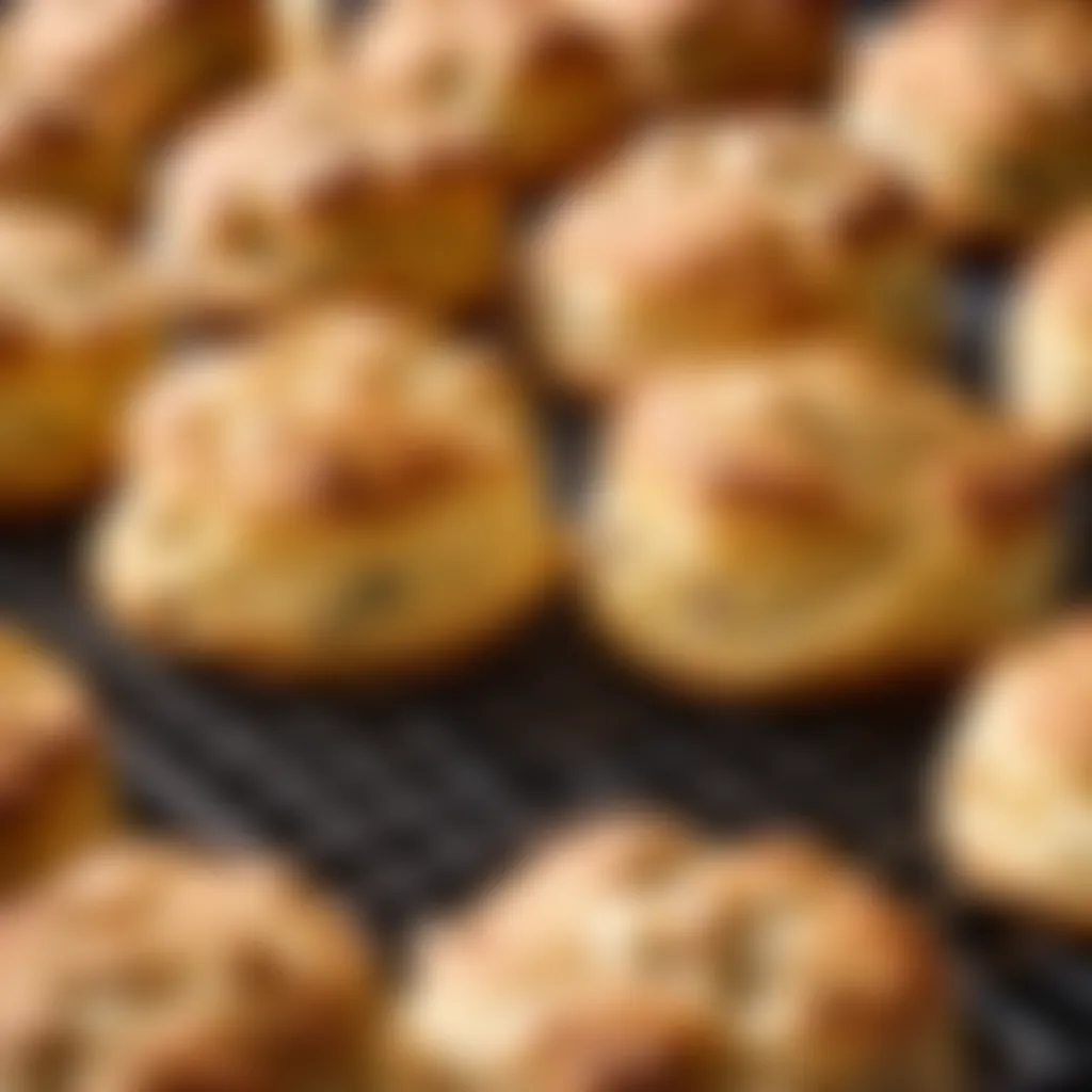 Golden brown scones on a wire rack