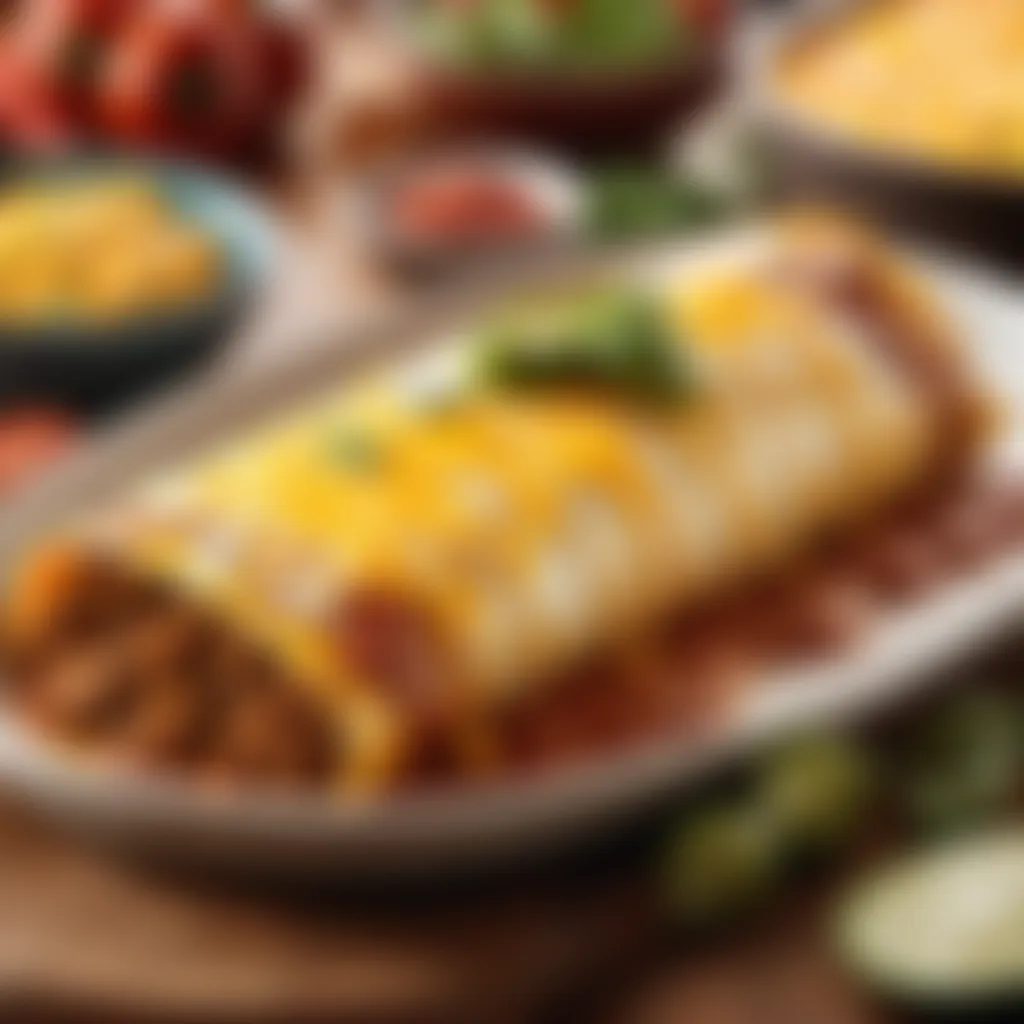 Golden baked beef enchilada